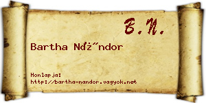 Bartha Nándor névjegykártya